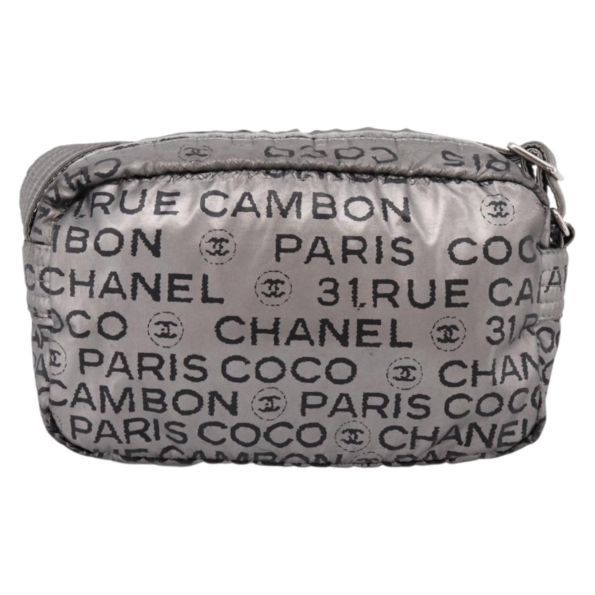 CHANEL Unlimited Shoulder Bag Coated Canvas Silver CC Auth 204911