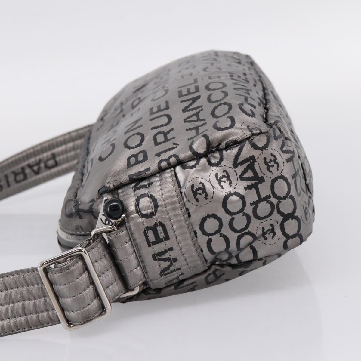 CHANEL Unlimited Shoulder Bag Coated Canvas Silver CC Auth 204911