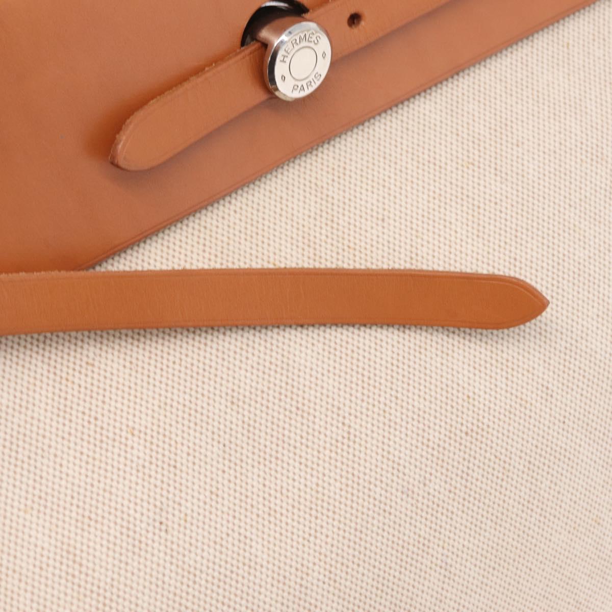 HERMES Herbag GM Tote Bag Canvas Beige Silver Auth 204913V