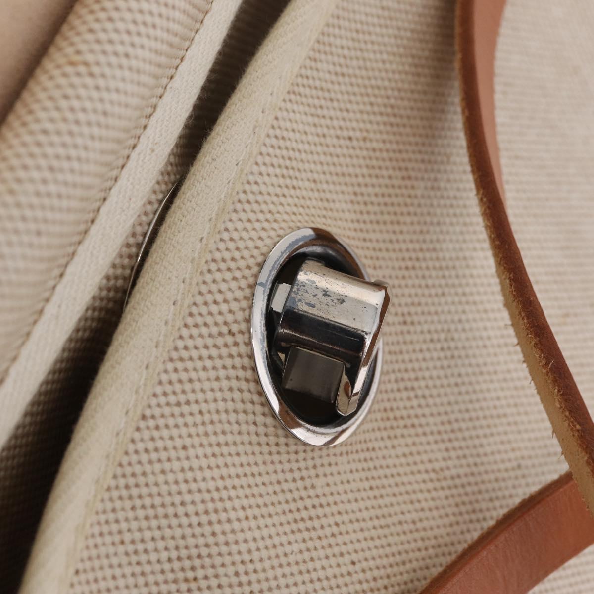 HERMES Herbag GM Tote Bag Canvas Beige Silver Auth 204913V