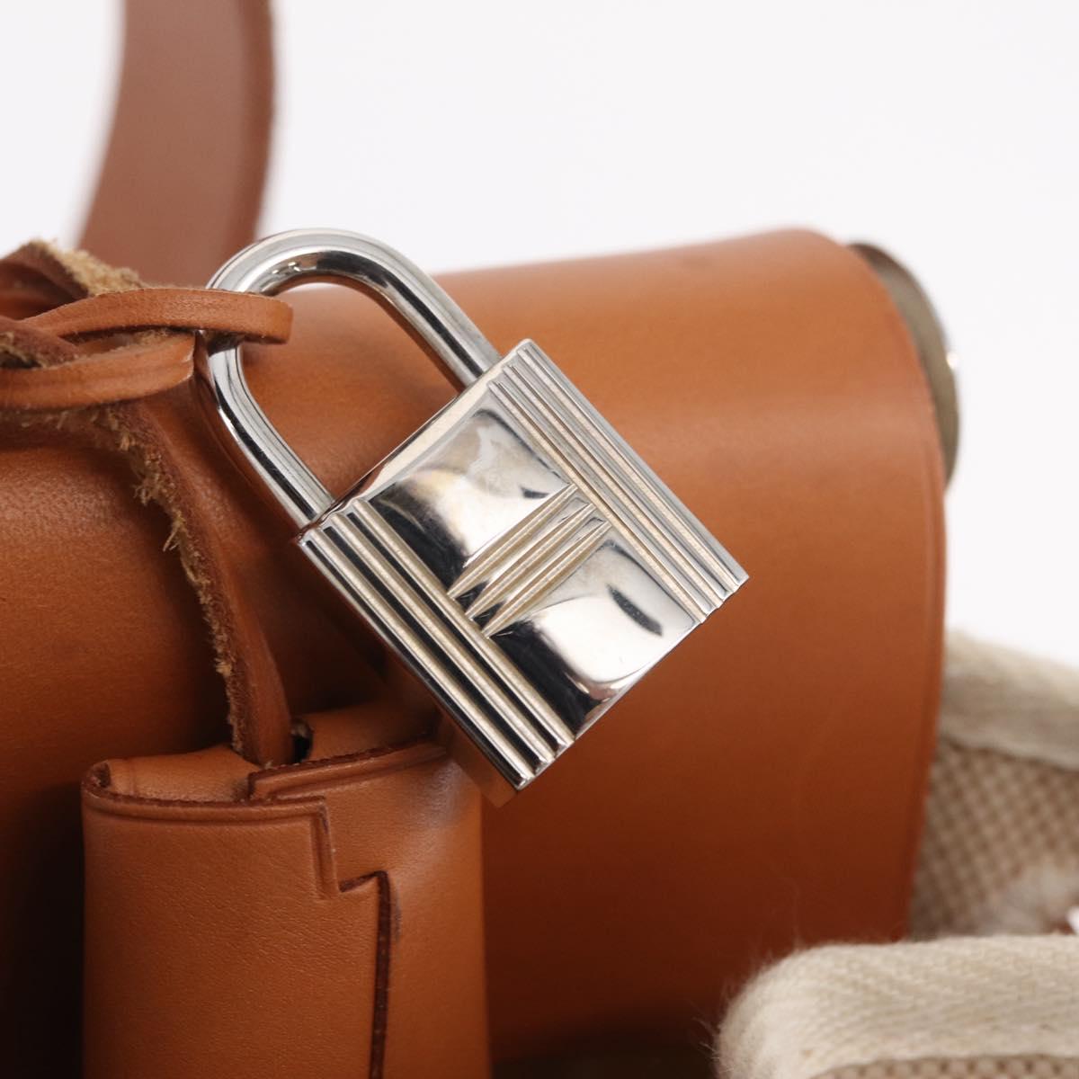 HERMES Herbag GM Tote Bag Canvas Beige Silver Auth 204913V