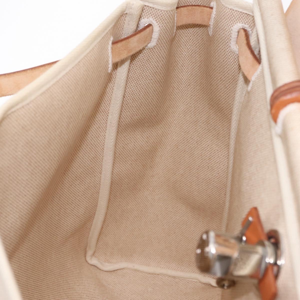 HERMES Herbag GM Tote Bag Canvas Beige Silver Auth 204913V