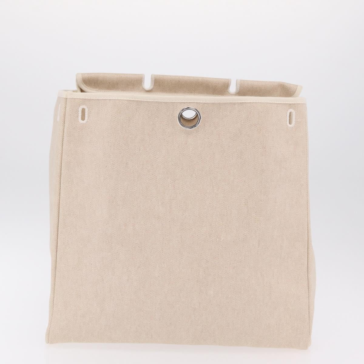 HERMES Herbag GM Tote Bag Canvas Beige Silver Auth 204913V