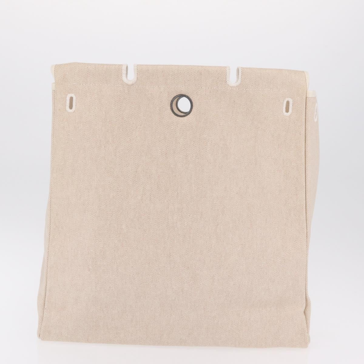 HERMES Herbag GM Tote Bag Canvas Beige Silver Auth 204913V