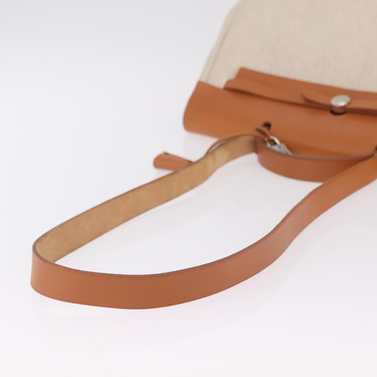 HERMES Herbag GM Tote Bag Canvas Beige Silver Auth 204913V