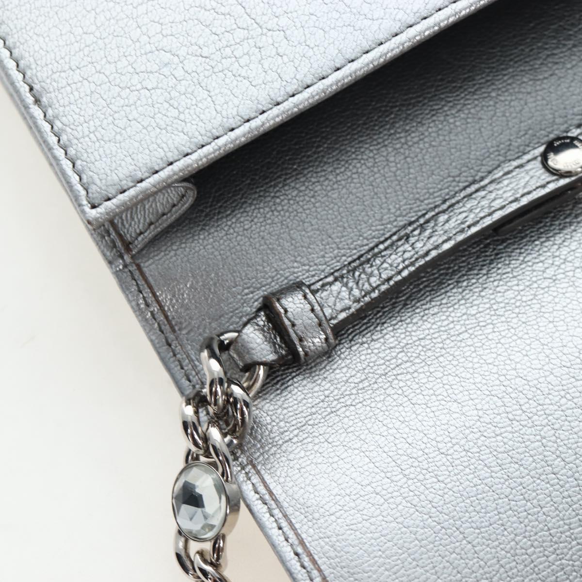 Miu Miu Chain Shoulder Bag Leather Silver Auth 204916M