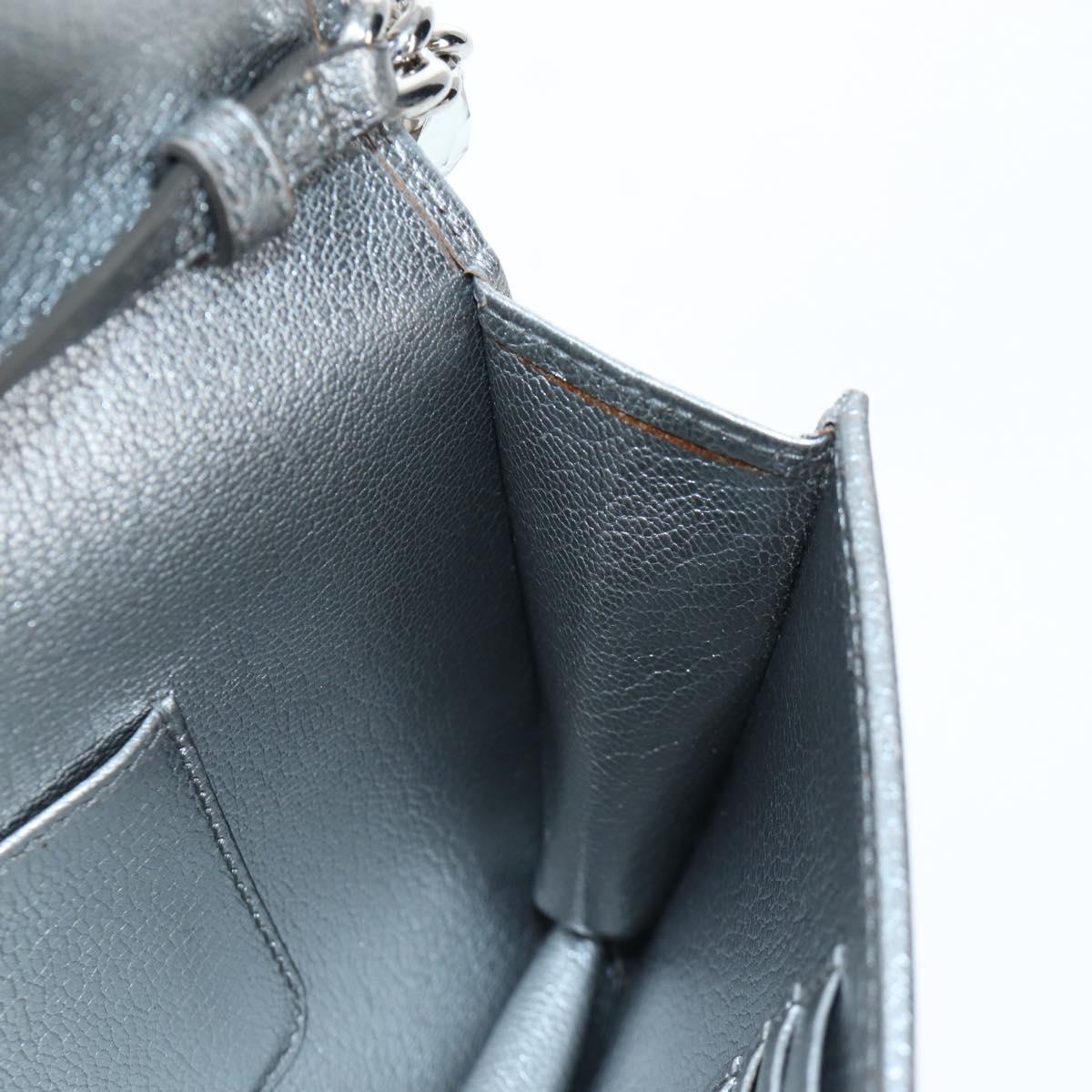 Miu Miu Chain Shoulder Bag Leather Silver Auth 204916M