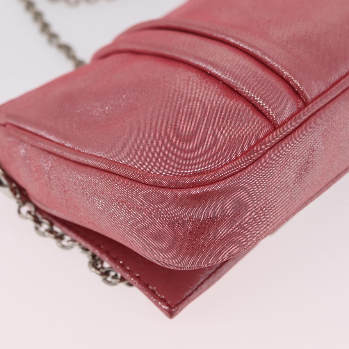FENDI Mia Pochette Chain Shoulder Bag Leather Pink Silver 8BP046 Auth 204918M