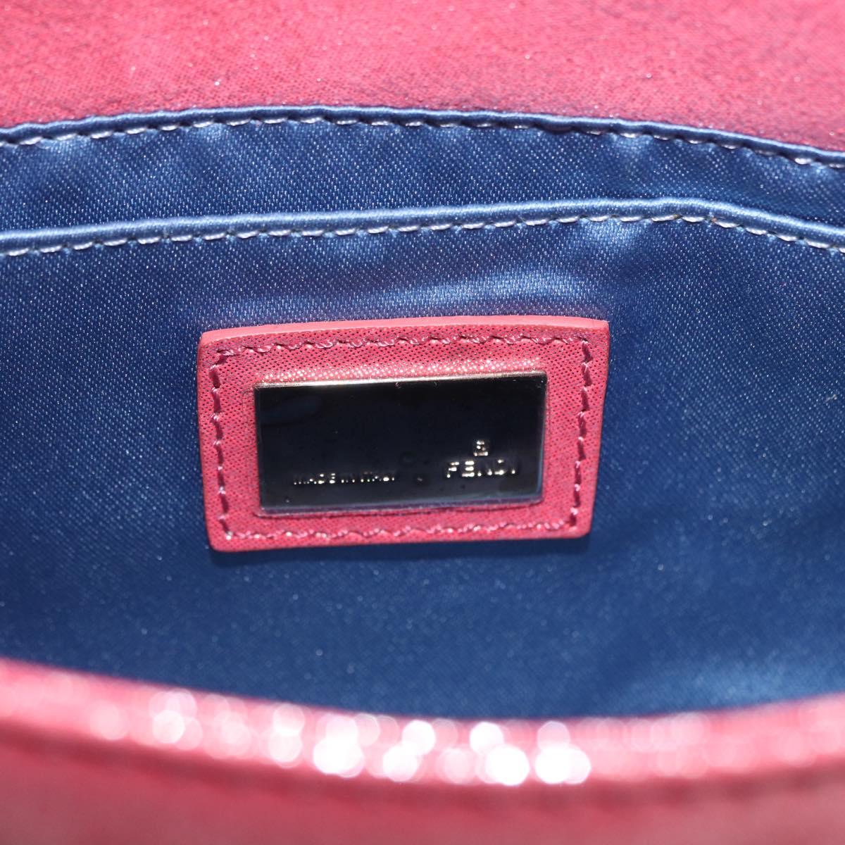 FENDI Mia Pochette Chain Shoulder Bag Leather Pink Silver 8BP046 Auth 204918M