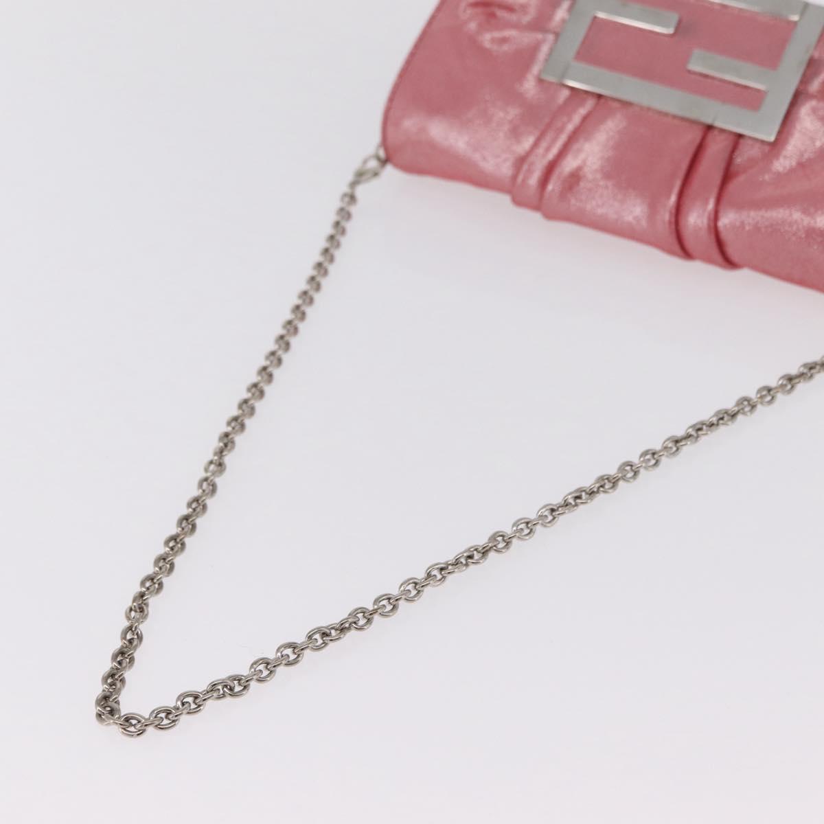 FENDI Mia Pochette Chain Shoulder Bag Leather Pink Silver 8BP046 Auth 204918M