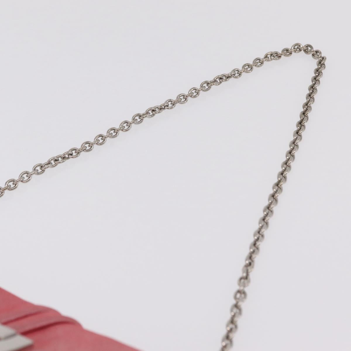 FENDI Mia Pochette Chain Shoulder Bag Leather Pink Silver 8BP046 Auth 204918M