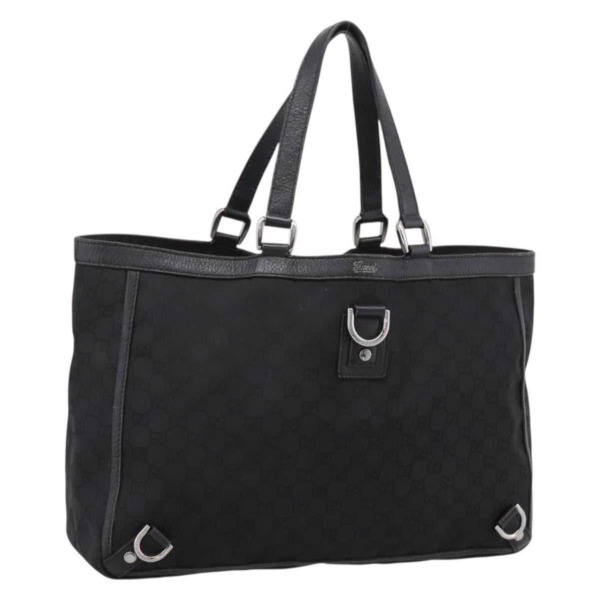 GUCCI GG Canvas Abbey Tote Bag Black Silver 293580 Auth 204921
