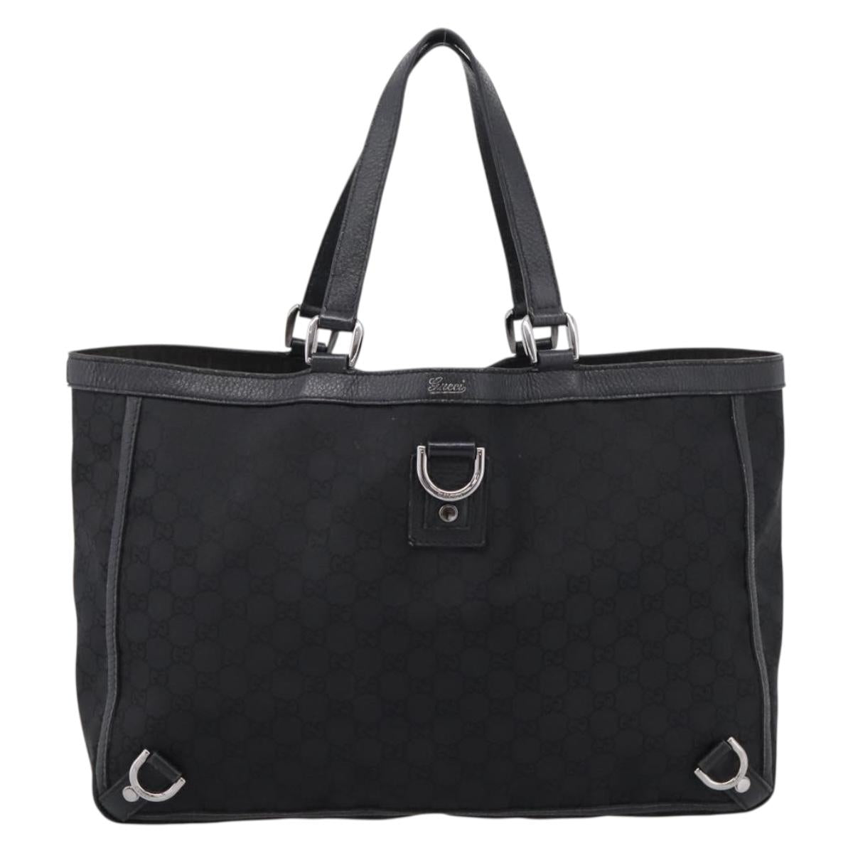 GUCCI GG Canvas Abbey Tote Bag Black Silver 293580 Auth 204921