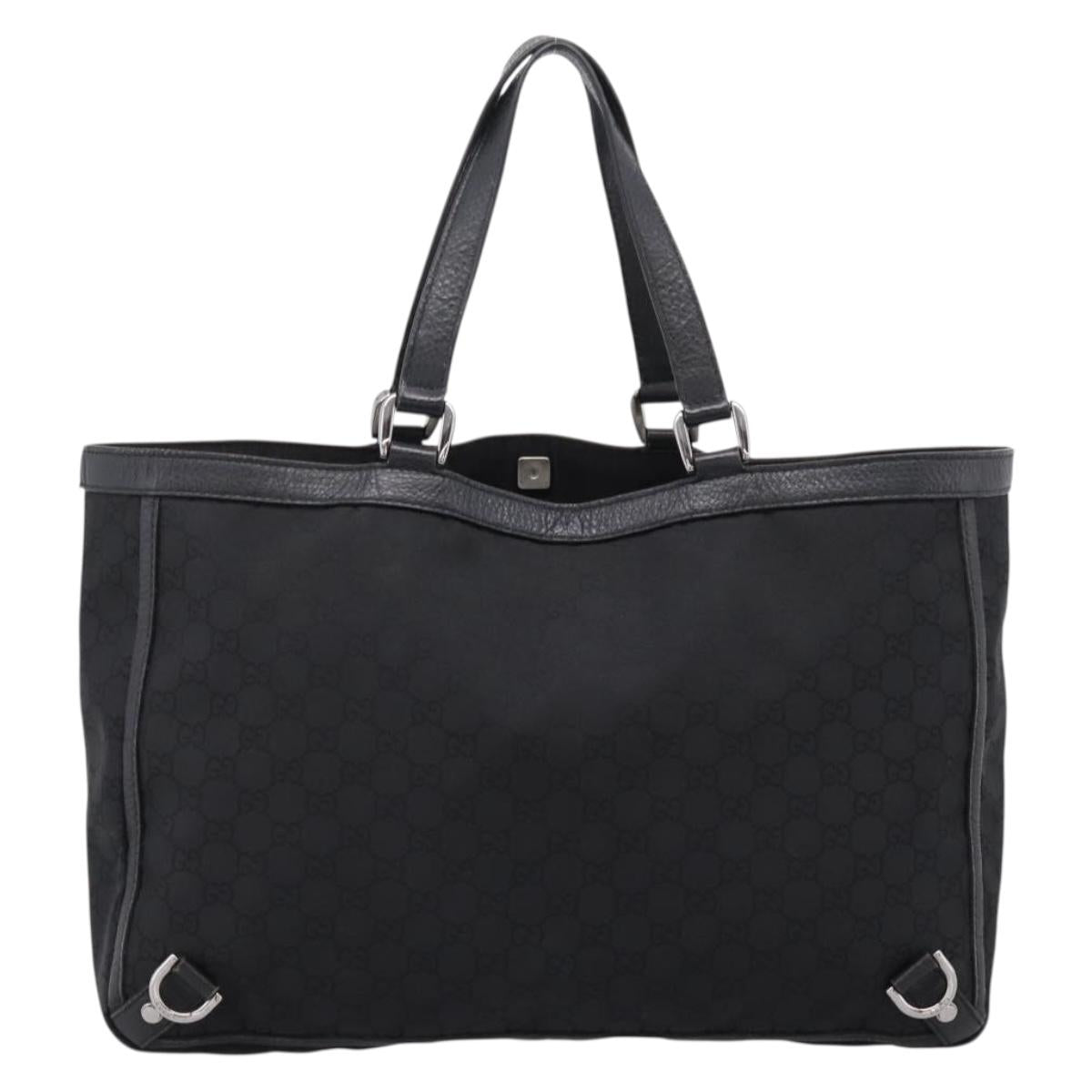 GUCCI GG Canvas Abbey Tote Bag Black Silver 293580 Auth 204921