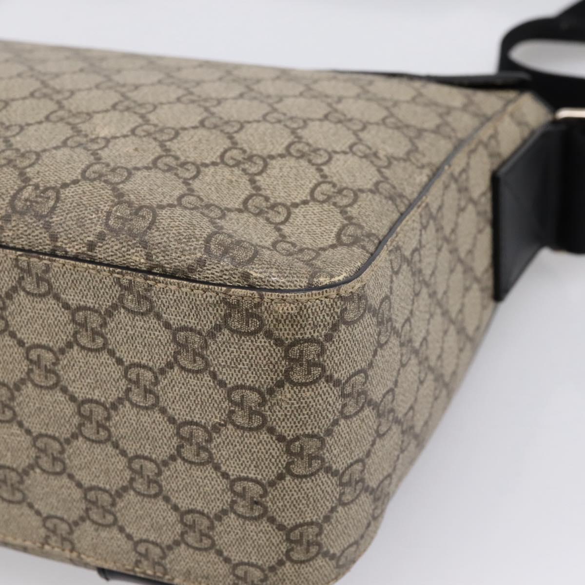 GUCCI GG Supreme Shoulder Bag PVC Beige Silver 406367 Auth 204922