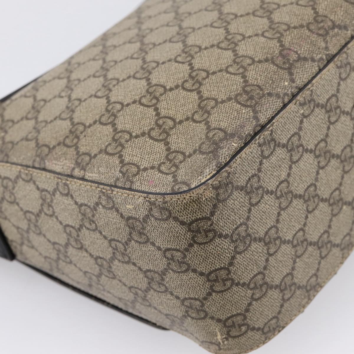 GUCCI GG Supreme Shoulder Bag PVC Beige Silver 406367 Auth 204922