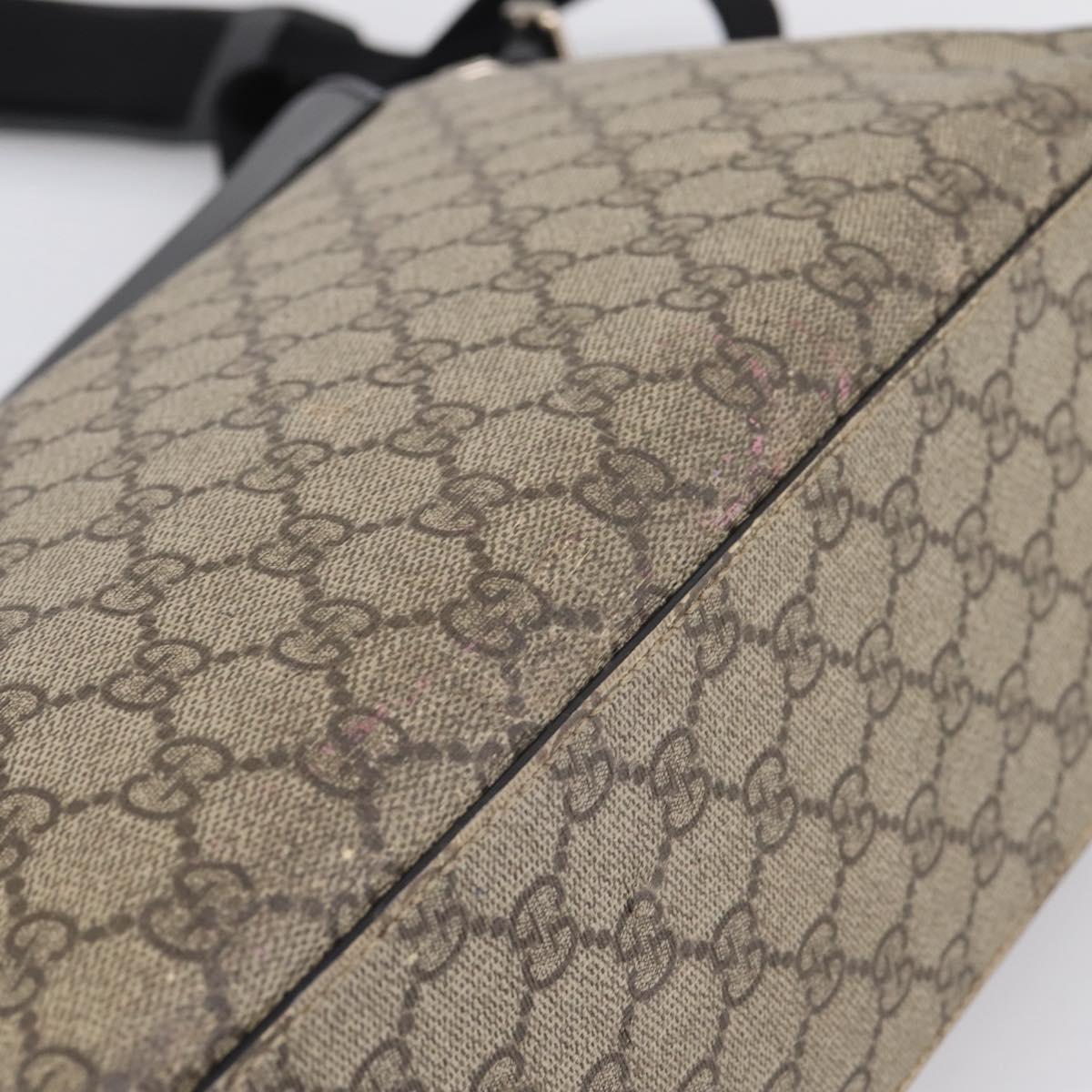 GUCCI GG Supreme Shoulder Bag PVC Beige Silver 406367 Auth 204922