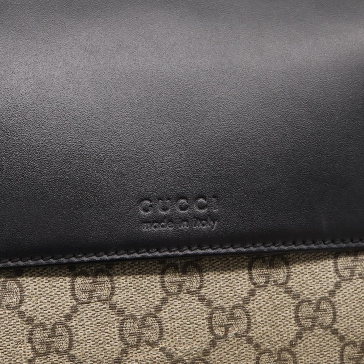 GUCCI GG Supreme Shoulder Bag PVC Beige Silver 406367 Auth 204922