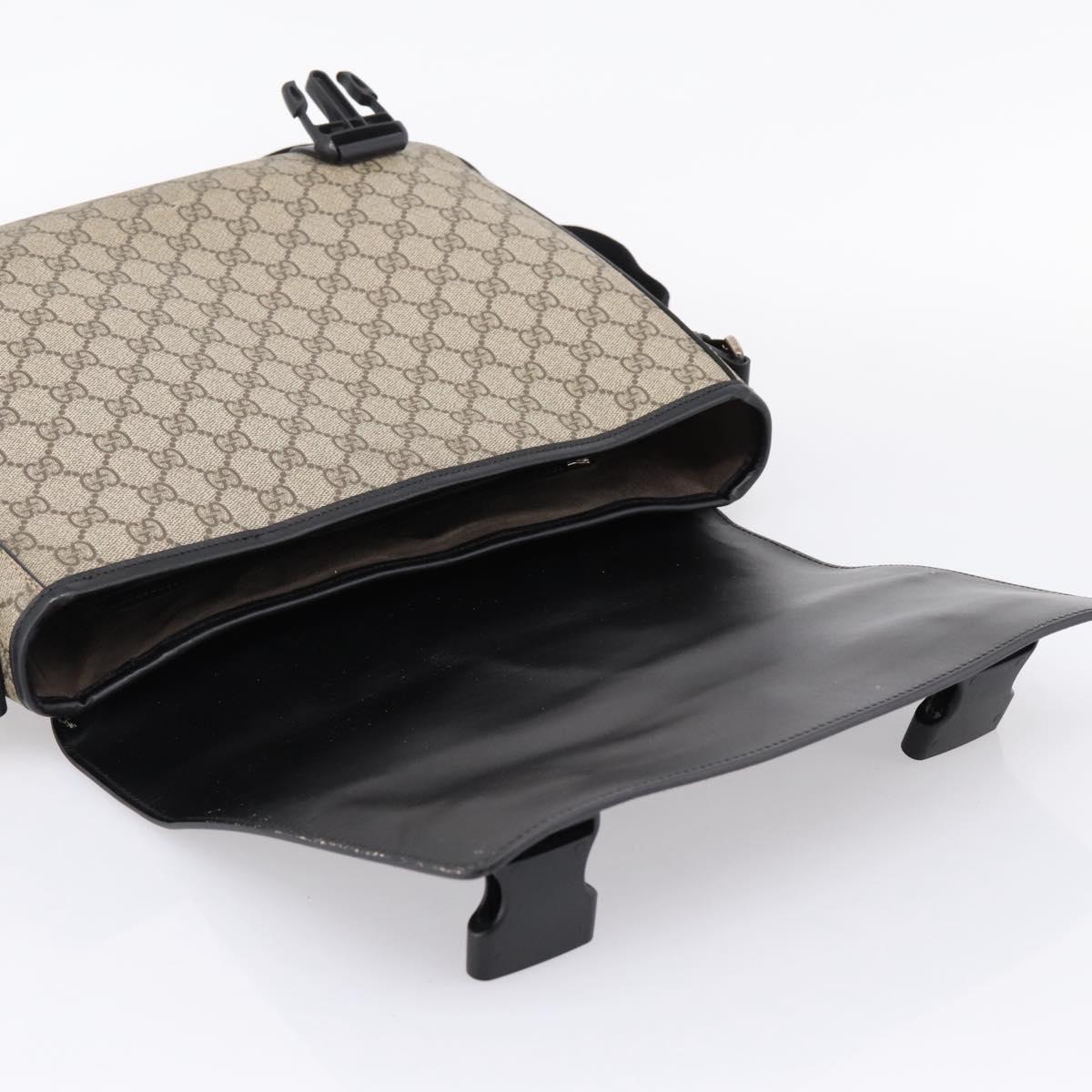 GUCCI GG Supreme Shoulder Bag PVC Beige Silver 406367 Auth 204922