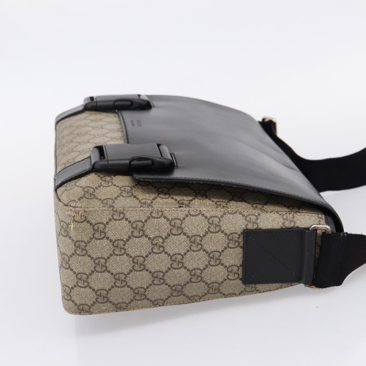 GUCCI GG Supreme Shoulder Bag PVC Beige Silver 406367 Auth 204922