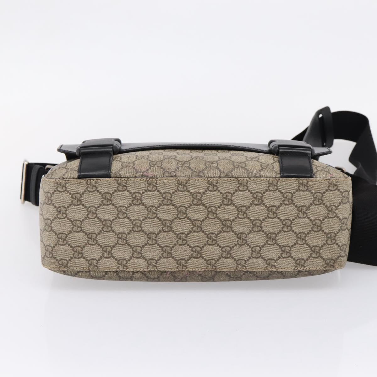 GUCCI GG Supreme Shoulder Bag PVC Beige Silver 406367 Auth 204922