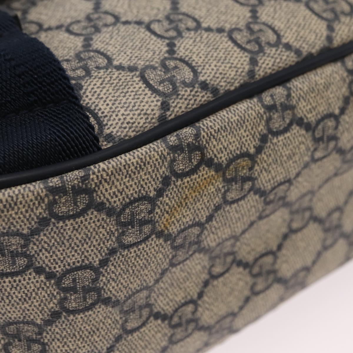 GUCCI GG Supreme Shoulder Bag PVC Navy Silver 201732 Auth 204923A