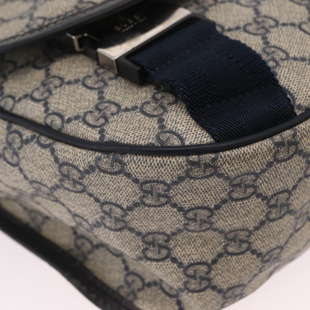 GUCCI GG Supreme Shoulder Bag PVC Navy Silver 201732 Auth 204923A