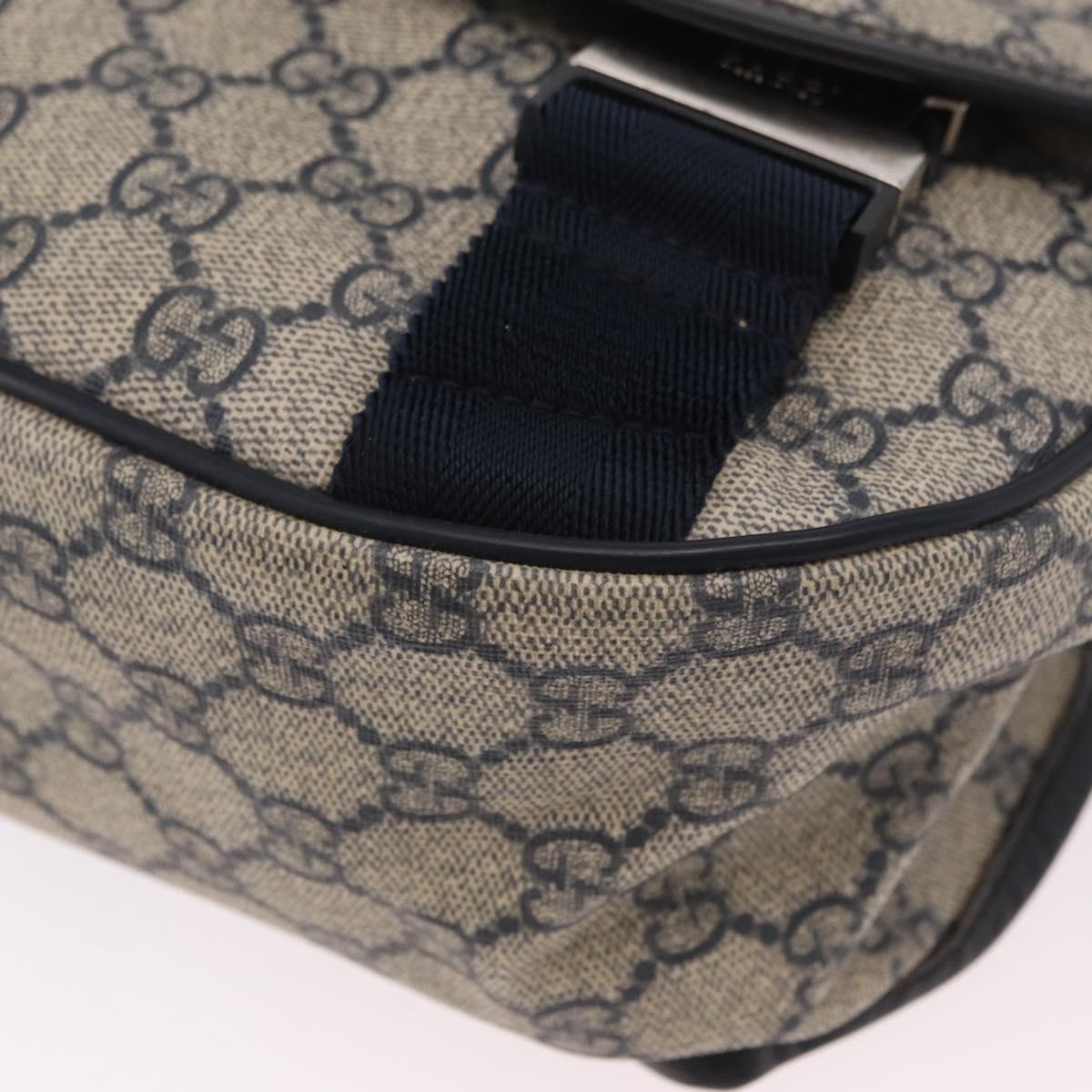 GUCCI GG Supreme Shoulder Bag PVC Navy Silver 201732 Auth 204923A