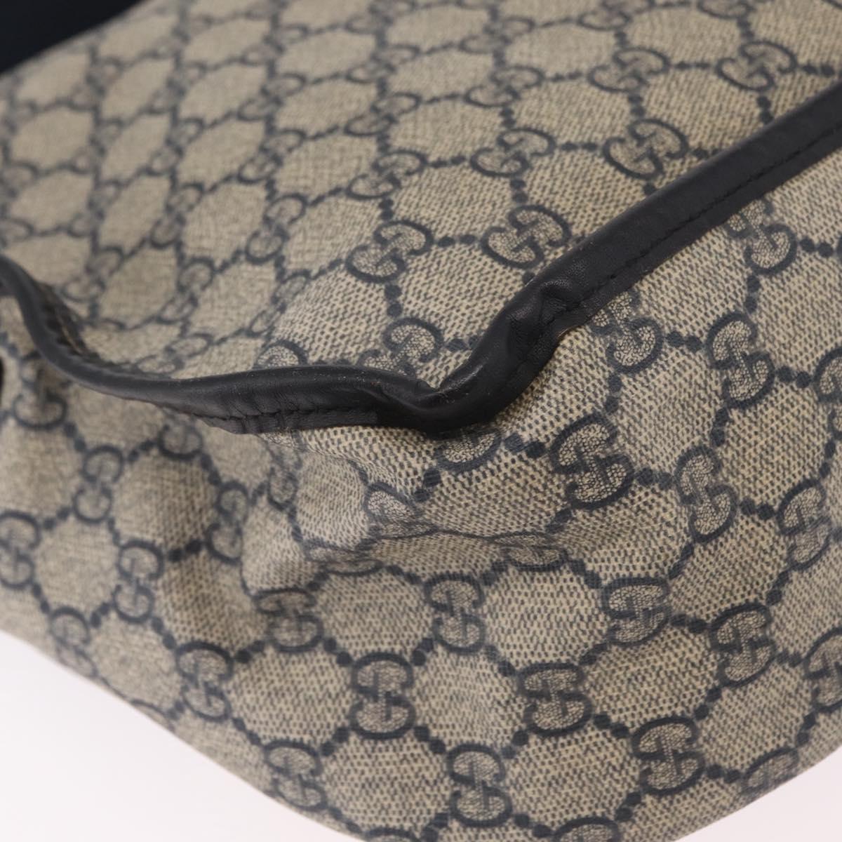 GUCCI GG Supreme Shoulder Bag PVC Navy Silver 201732 Auth 204923A