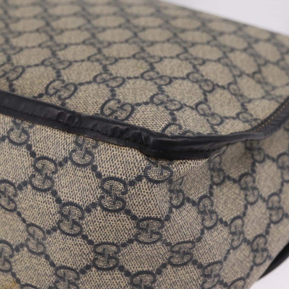 GUCCI GG Supreme Shoulder Bag PVC Navy Silver 201732 Auth 204923A