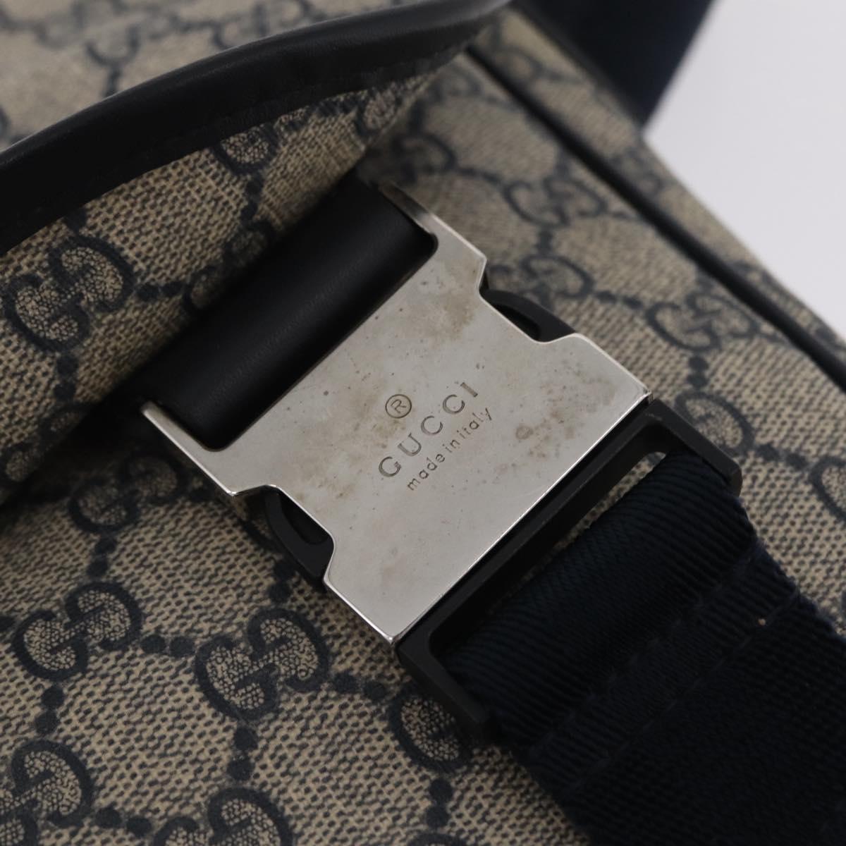GUCCI GG Supreme Shoulder Bag PVC Navy Silver 201732 Auth 204923A