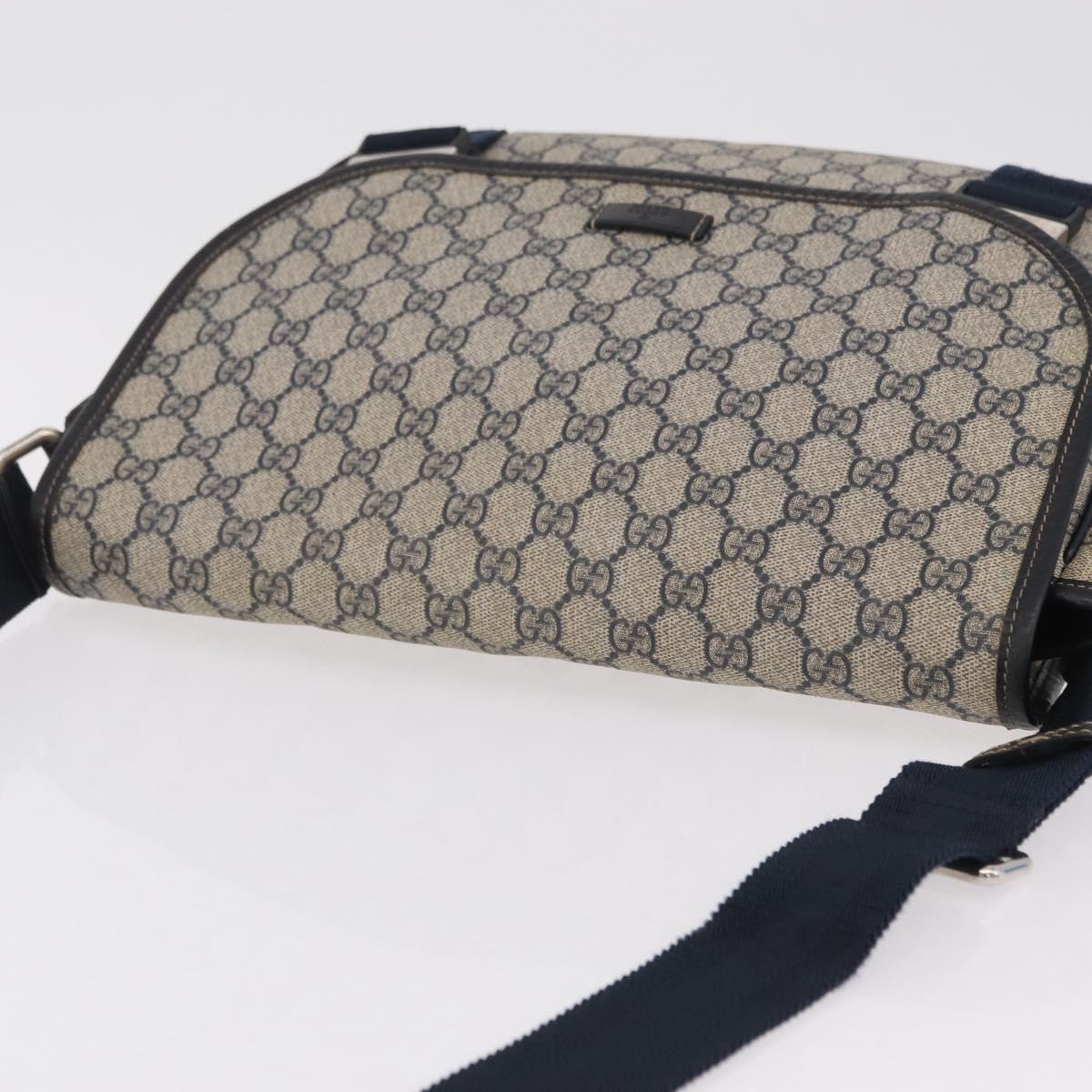 GUCCI GG Supreme Shoulder Bag PVC Navy Silver 201732 Auth 204923A