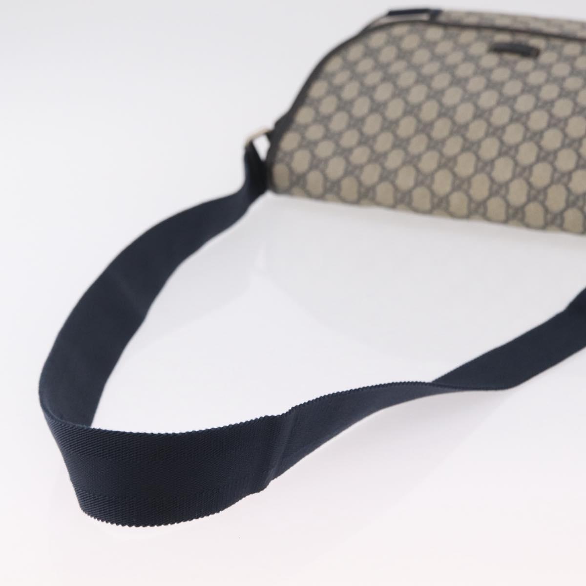 GUCCI GG Supreme Shoulder Bag PVC Navy Silver 201732 Auth 204923A