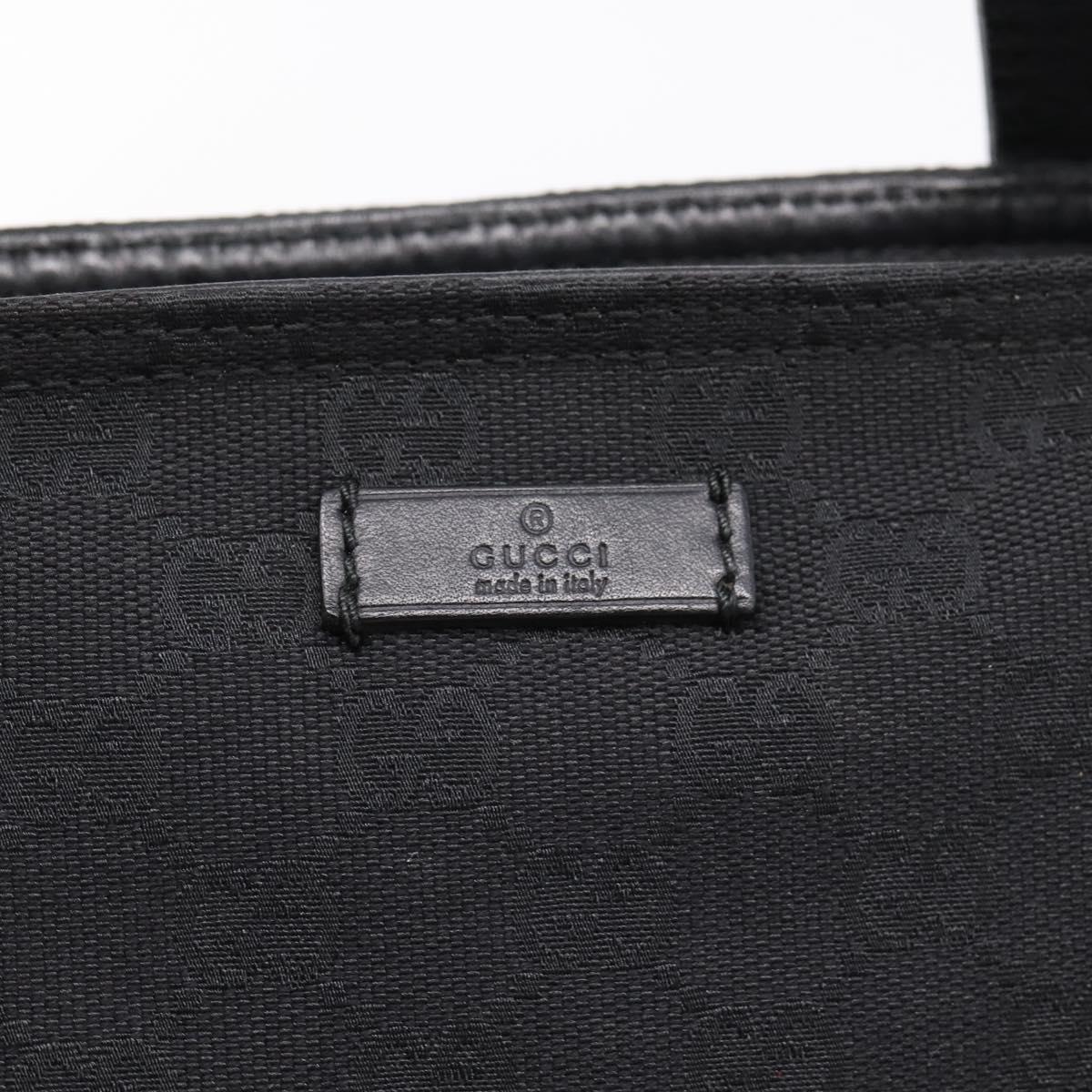 GUCCI GG Canvas Web Sherry Line Tote Bag Black Silver 308928 Auth 204924