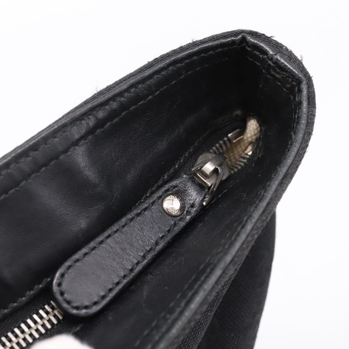 GUCCI GG Canvas Web Sherry Line Tote Bag Black Silver 308928 Auth 204924