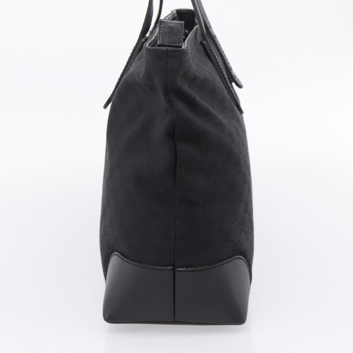 GUCCI GG Canvas Web Sherry Line Tote Bag Black Silver 308928 Auth 204924