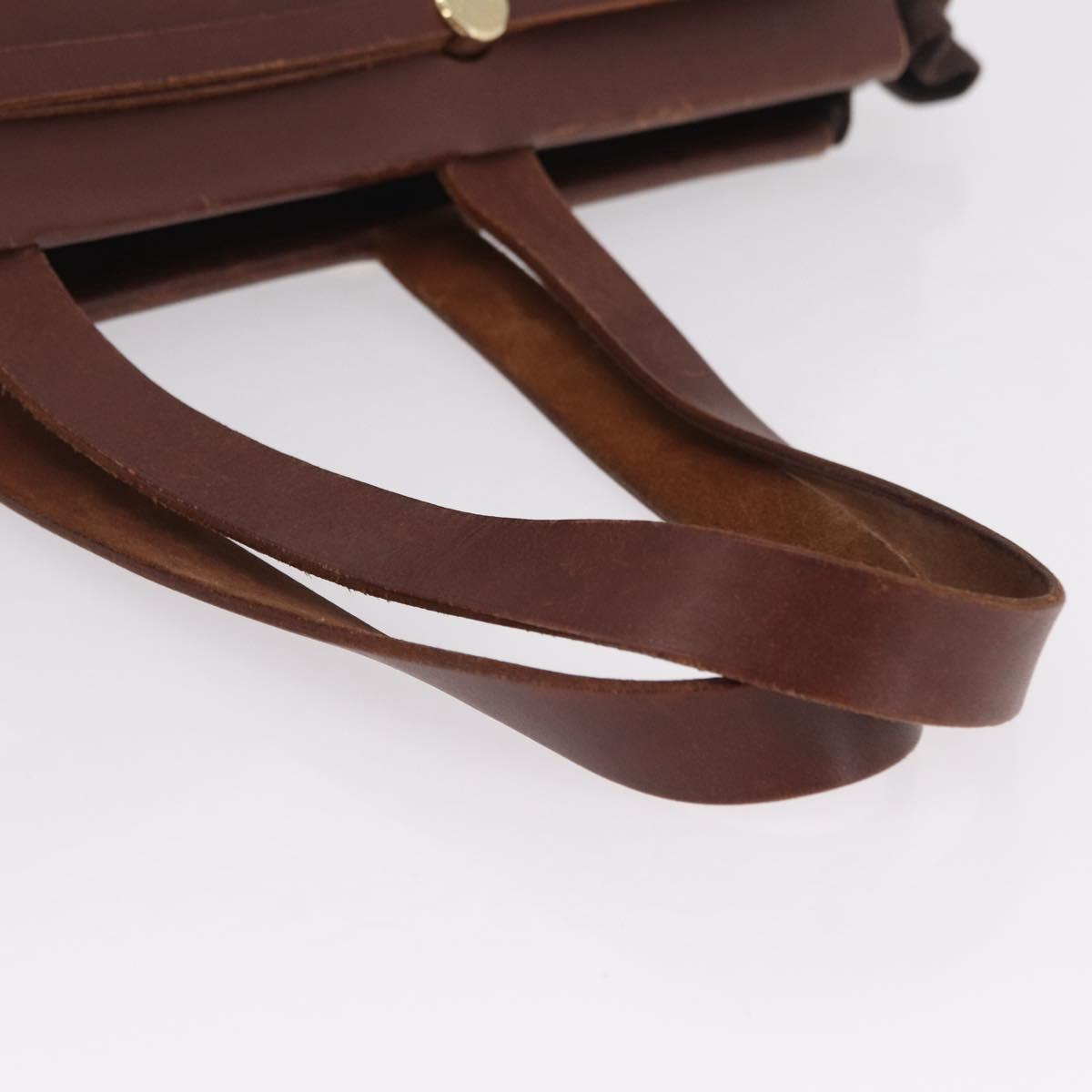 HERMES Herbag Cabas Hand Bag Canvas Leather Brown Gold Auth 204927
