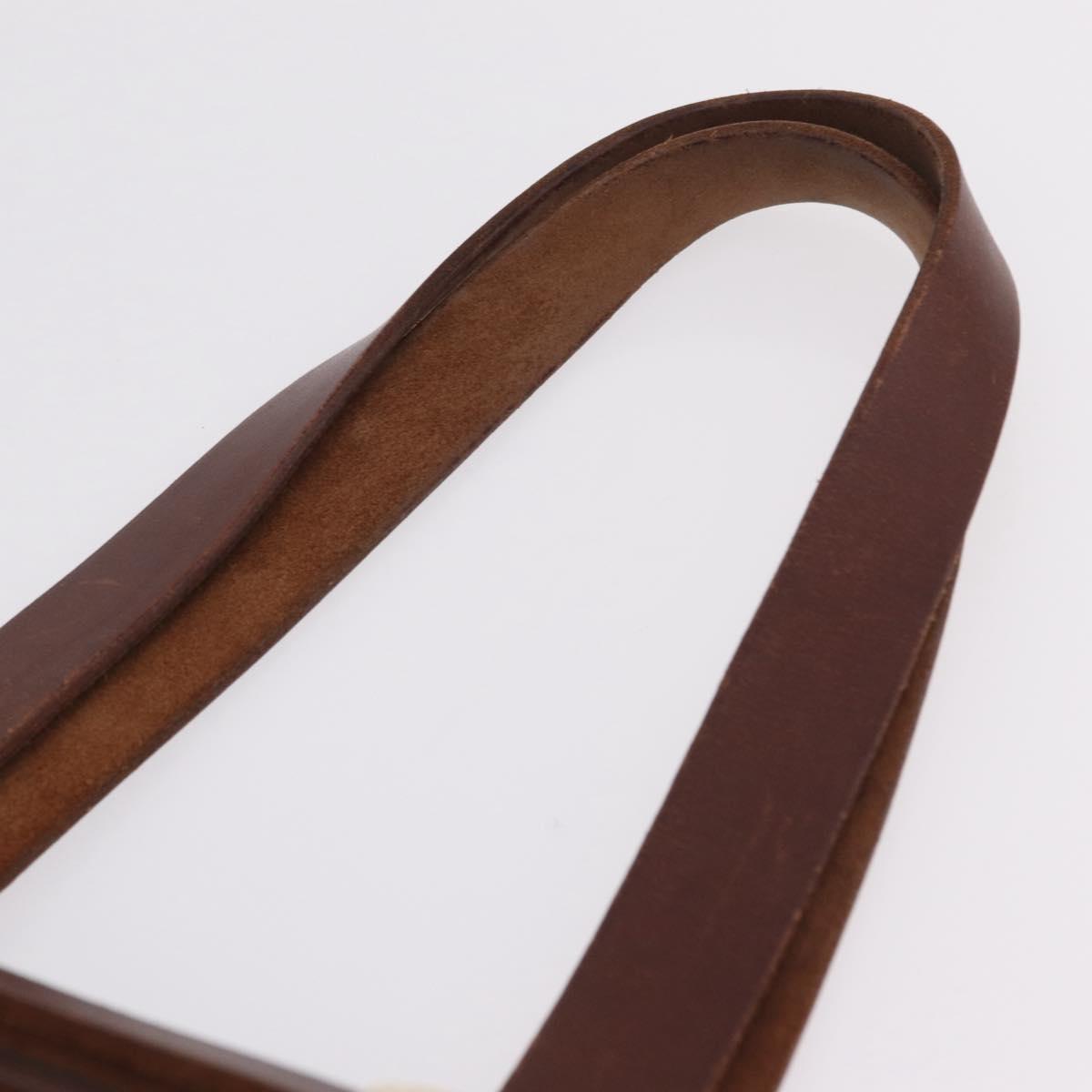 HERMES Herbag Cabas Hand Bag Canvas Leather Brown Gold Auth 204927