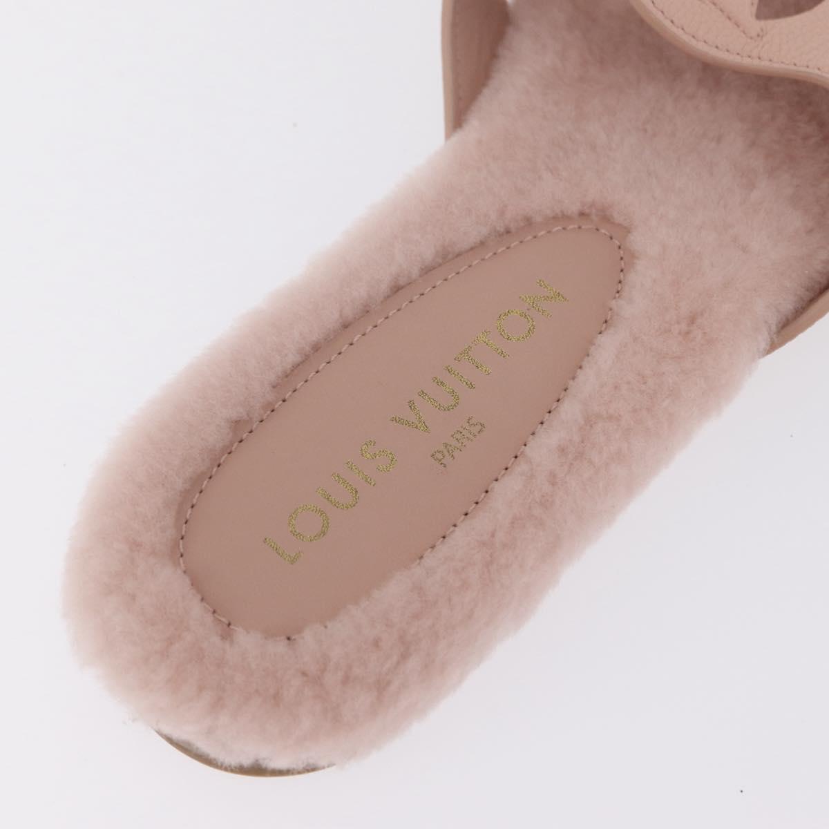 LOUIS VUITTON Isola Mule Leather Shearling 39 Pink LV Auth 204932M