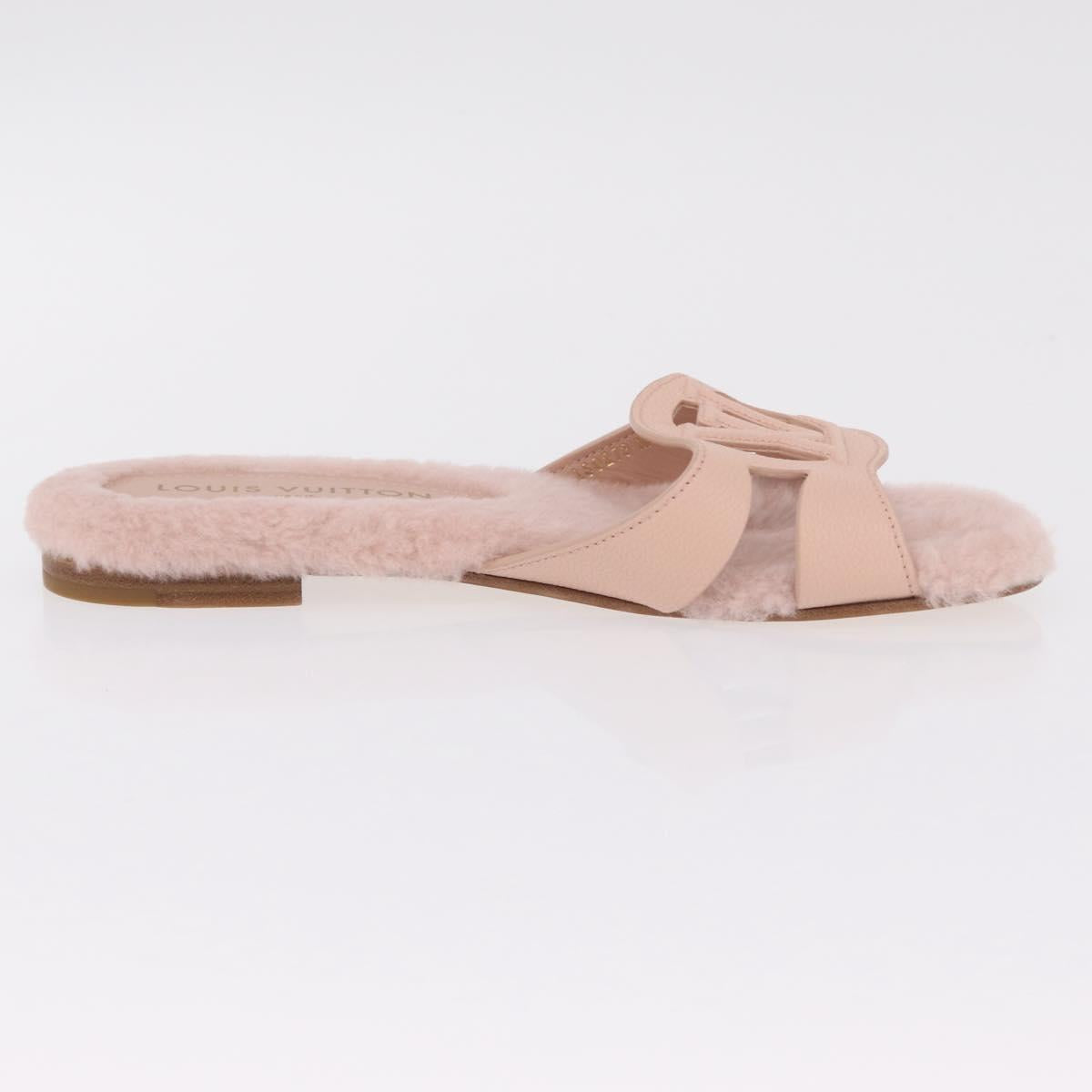 LOUIS VUITTON Isola Mule Leather Shearling 39 Pink LV Auth 204932M