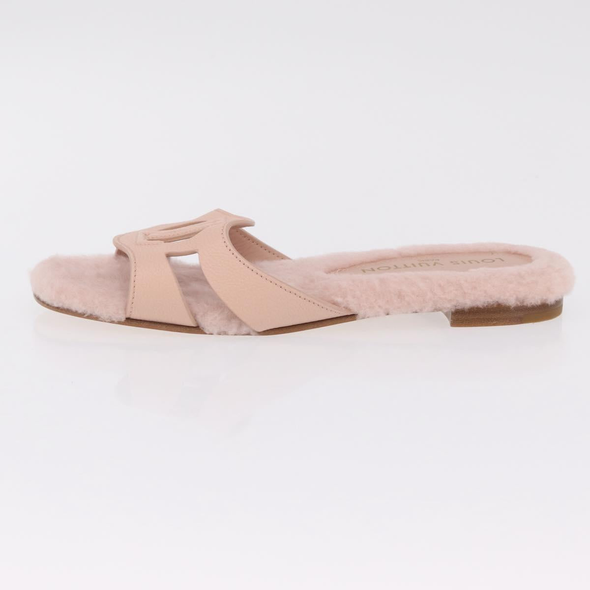 LOUIS VUITTON Isola Mule Leather Shearling 39 Pink LV Auth 204932M