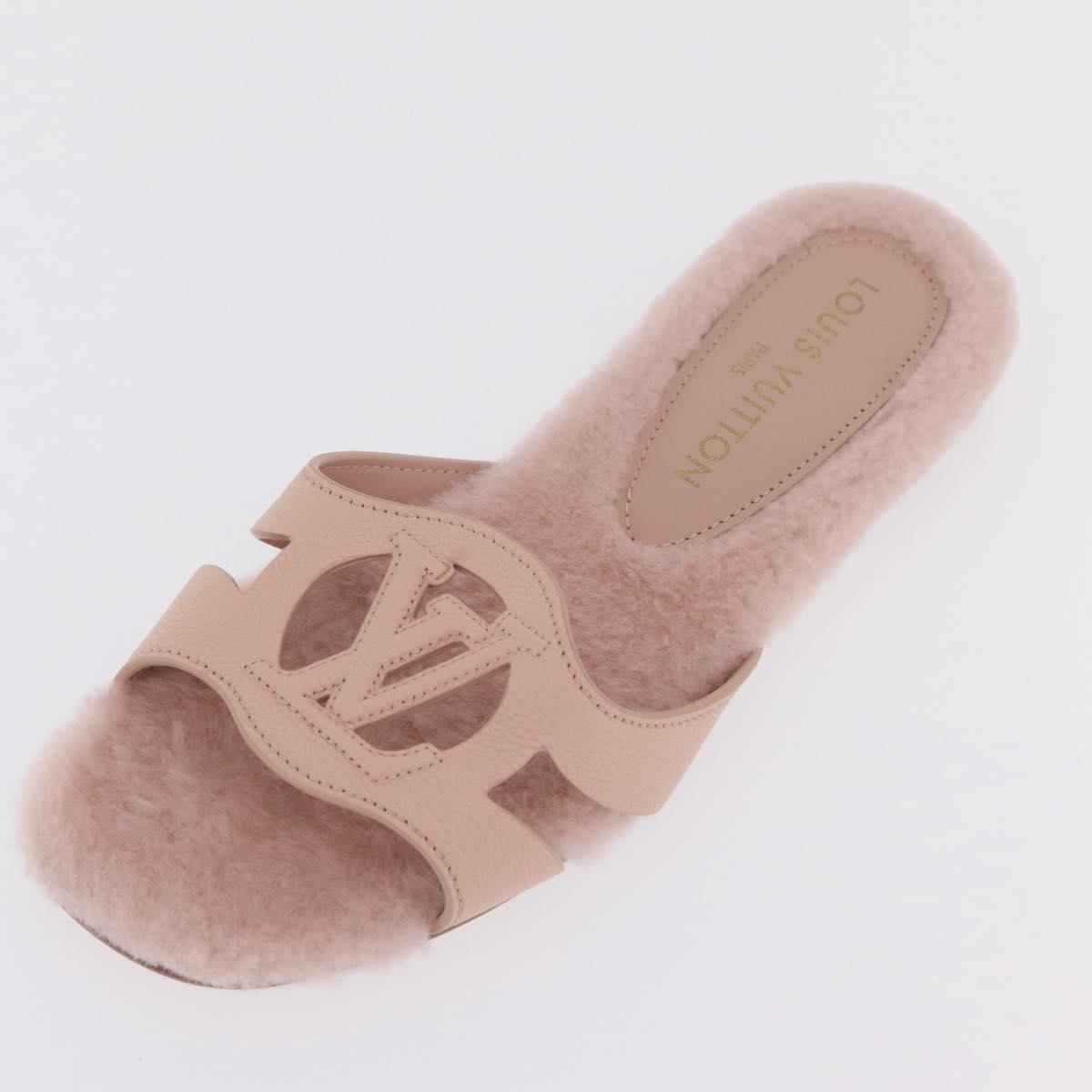 LOUIS VUITTON Isola Mule Leather Shearling 39 Pink LV Auth 204932M
