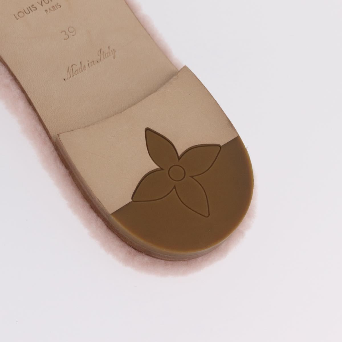 LOUIS VUITTON Isola Mule Leather Shearling 39 Pink LV Auth 204932M