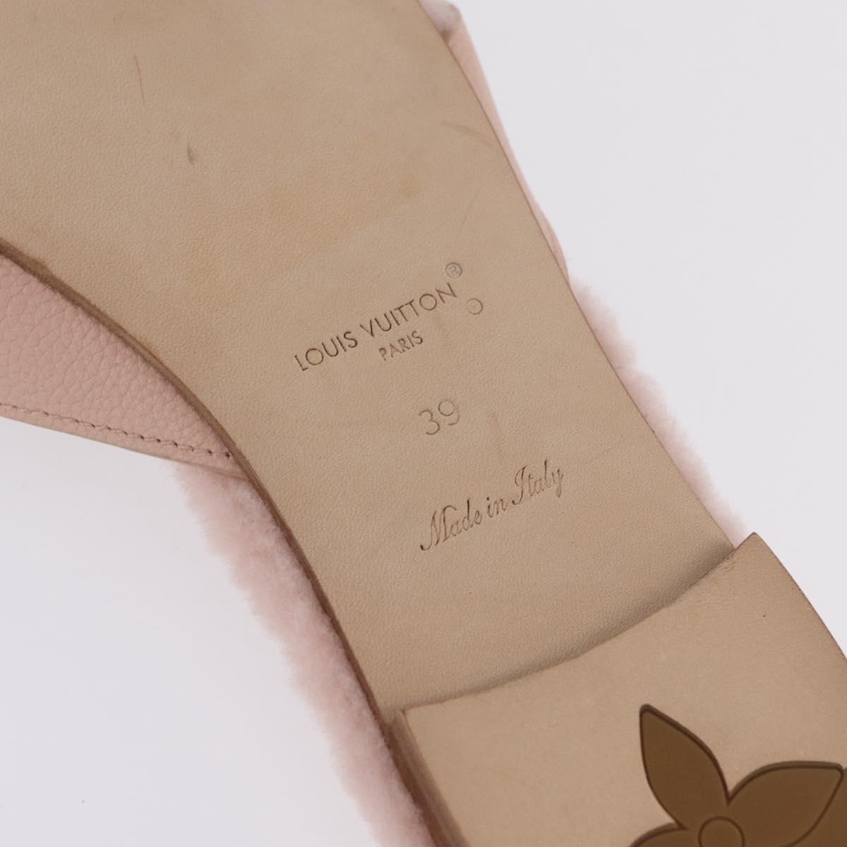 LOUIS VUITTON Isola Mule Leather Shearling 39 Pink LV Auth 204932M
