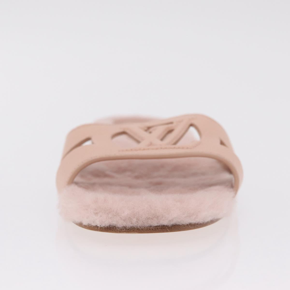 LOUIS VUITTON Isola Mule Leather Shearling 39 Pink LV Auth 204932M