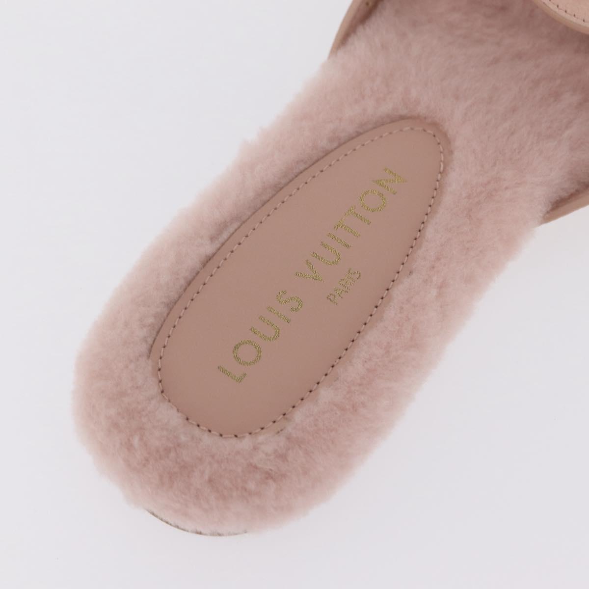 LOUIS VUITTON Isola Mule Leather Shearling 39 Pink LV Auth 204932M