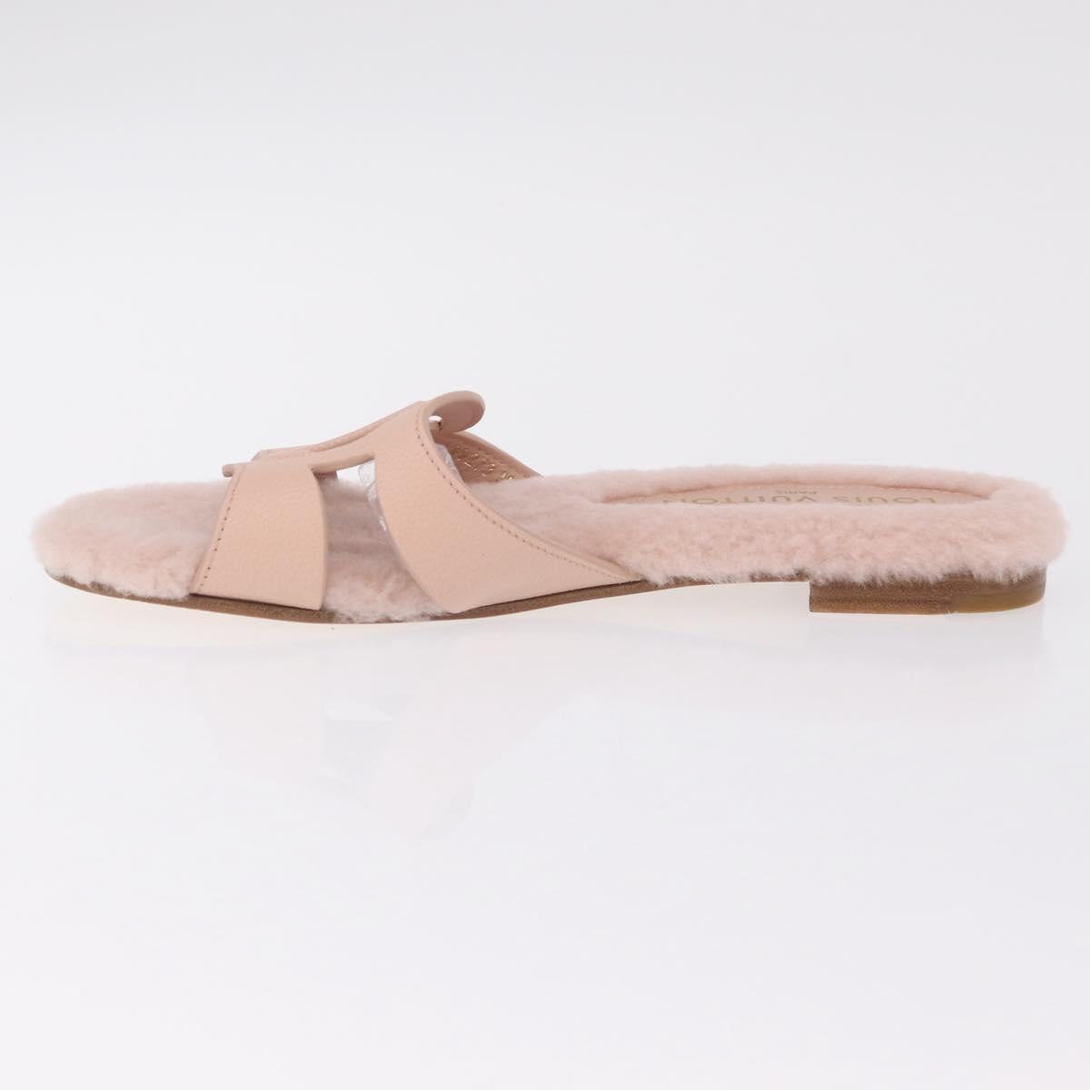 LOUIS VUITTON Isola Mule Leather Shearling 39 Pink LV Auth 204932M