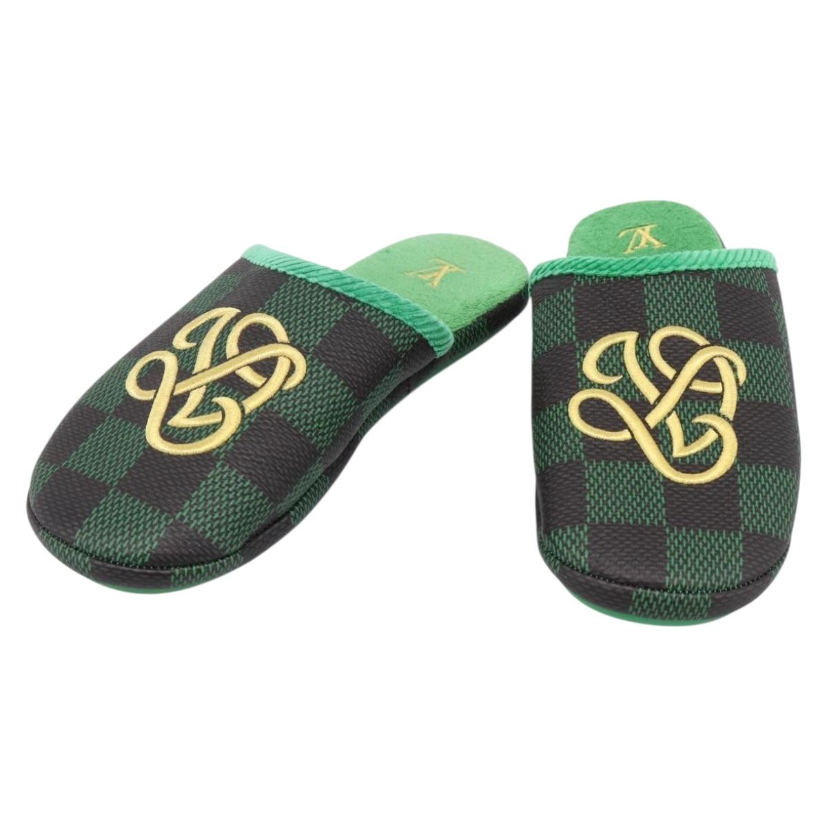 LOUIS VUITTON Damier LV Palace Line Mules pumps Green LV Auth 204938M