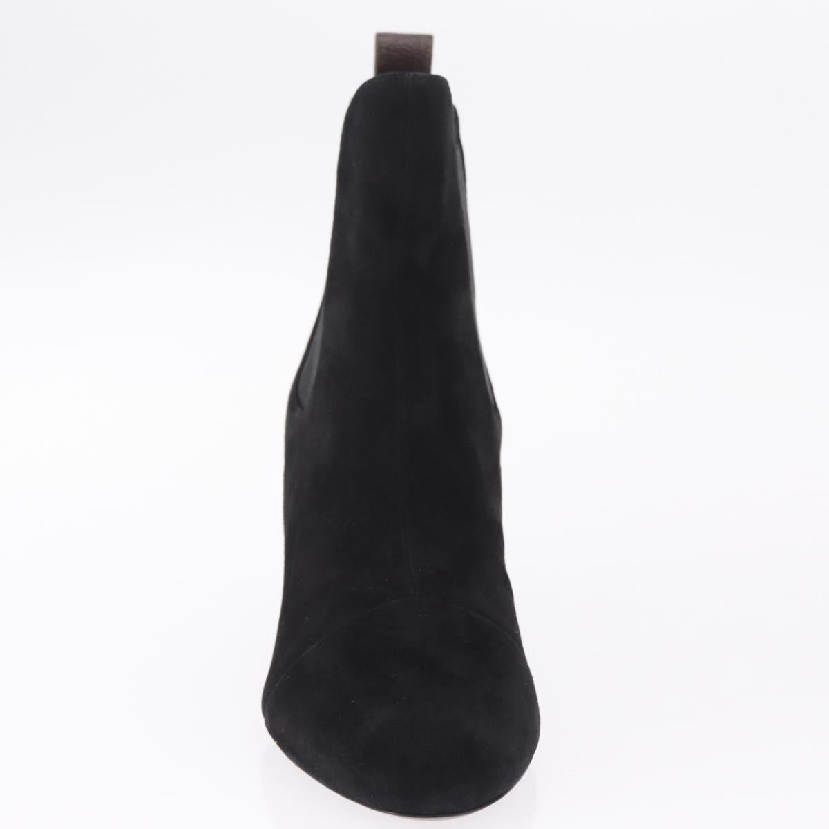 LOUIS VUITTON Short Boots Suede 40 Black LV Auth 204942M
