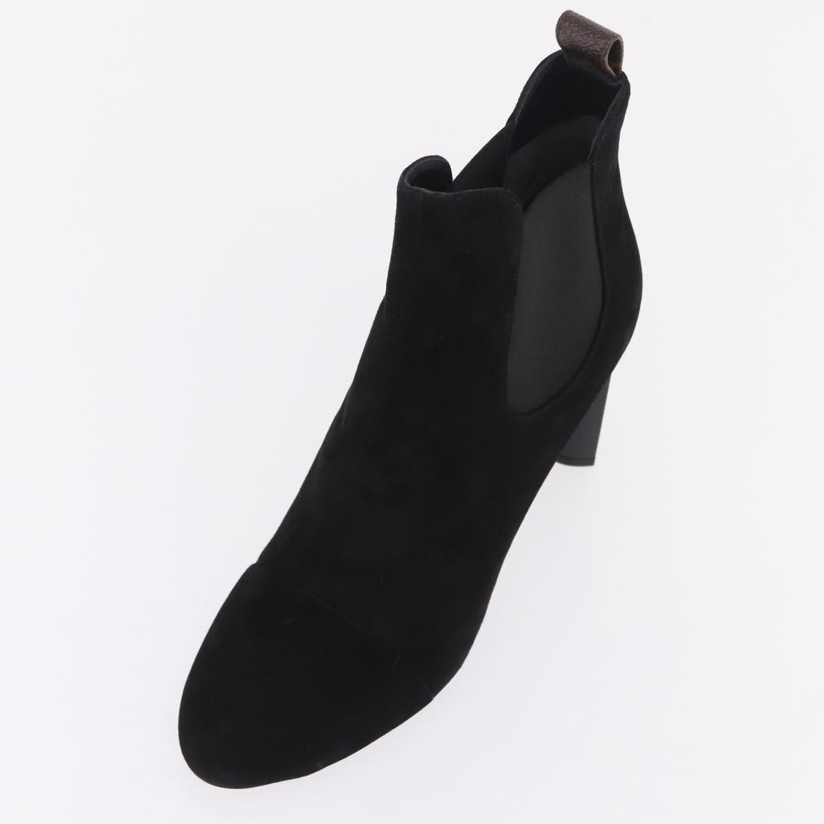 LOUIS VUITTON Short Boots Suede 40 Black LV Auth 204942M